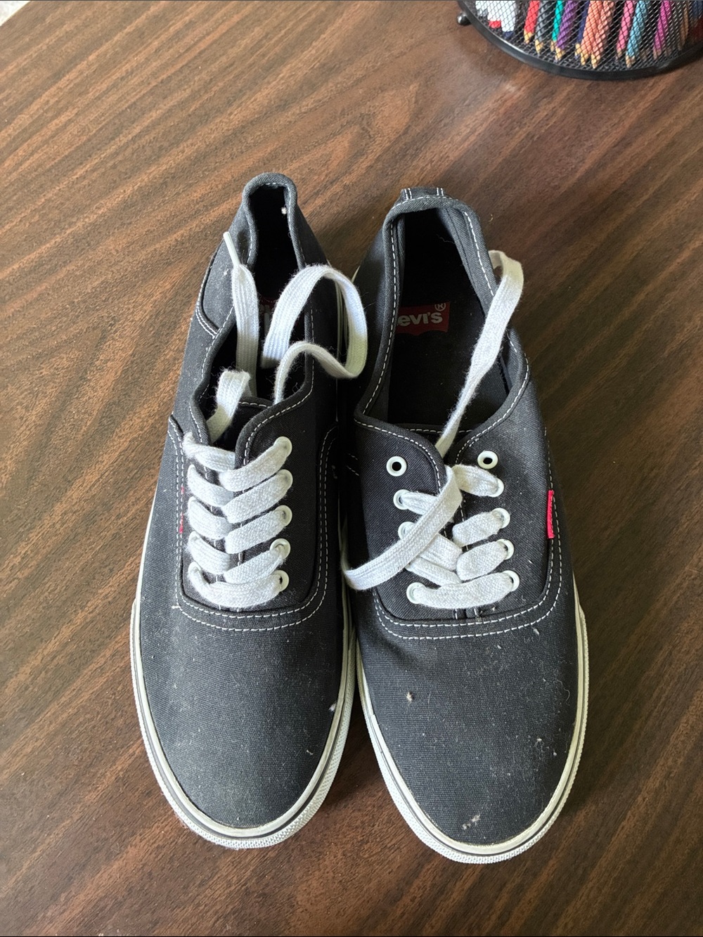 Levi's Black Canvas Low-Top Sneakers with White Laces